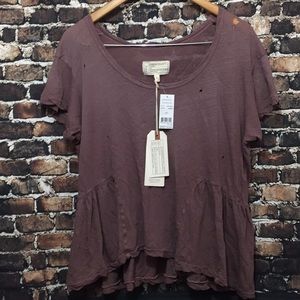 Current Elliott The Girlie Tee MARRON 1 Shirt NEW